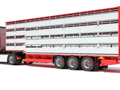 Animal Transporter Truck and Trailer 3D model