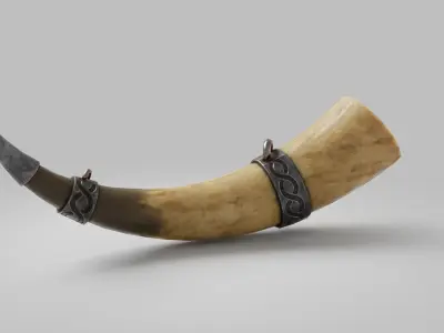 Viking Fantasy Warhorn Low Poly asset Low-poly 3D model