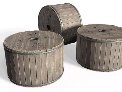 Industrial Spool Low-poly 3D model