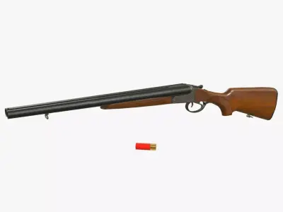 Baikal MP-221 Double Barrel Shotgun Low-poly PBR Low-poly 3D model
