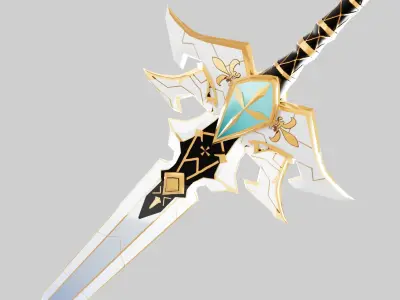 white wing sword Low-poly 3D model