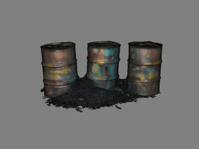 Industrial Hazard Barrel Duo Game Ready PBR Pack Low-poly 3D model