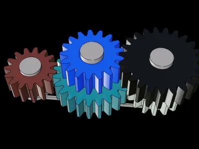 Animated Gears 8 3D model