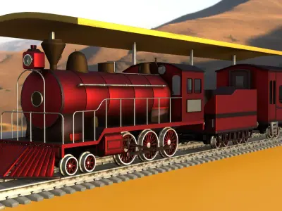 Locomotive on station  3D model