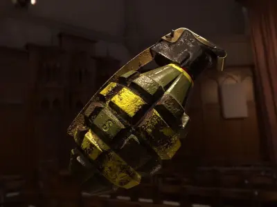 Granata grenade on side of road Free low-poly 3D model