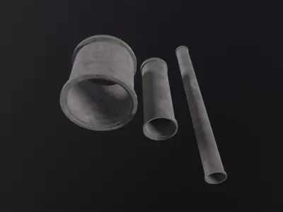 Concrete industrial pipes 3D Model Low-poly 3D model
