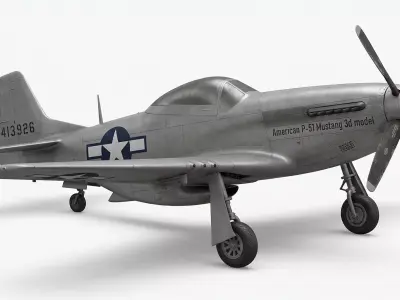 American P-51 Mustang 3D Model Low-poly 3D model