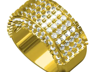 Antique Pave Set Iced Diamond Band 3D print model