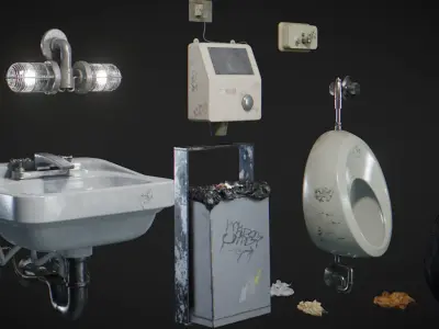 Bathroom accessories Pack Low-poly 3D model