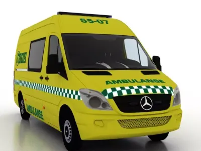 Mercedes Benz Sprinter L2H2 2009 Norway Ambulance 3D model