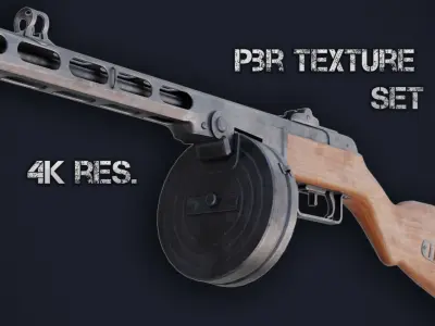 PPSH Submachine Gun Low-poly 3D model