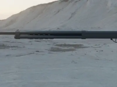 Shotgun 3d model in desert Free low-poly 3D model
