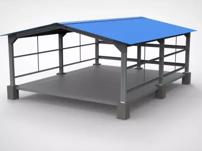 Industrial Metal Hangar 3D model 3
