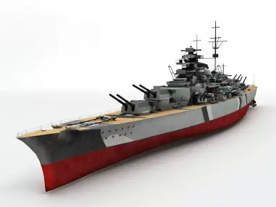 Military Battleship Bizmarck  3D model