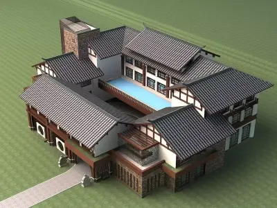 Chinese Style Architecture 3D model 4