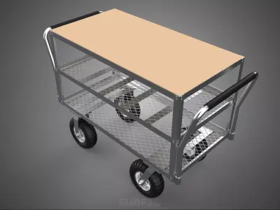 DISH TRANSPORT KITCHEN FOOD RESTAURANT ROLLING TRAY TROLLEY CART 3D model