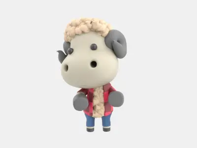 Cute Sheep 3D Illustration 3D model buy