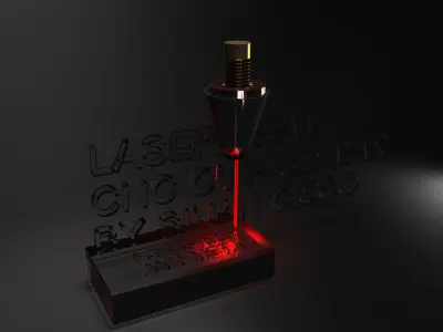 3D Laser Beam CNC with Nozzle- for Metal and Glass Free low-poly 3D model