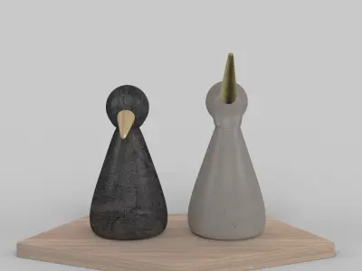 Birds Figurine - Modern Decor Object 3D model