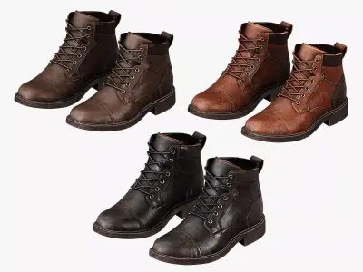 Leather Boots Pack 2 - Game-Ready PBR Footwear Low-poly 3D model