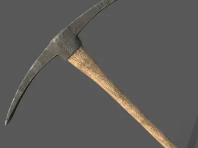 PBR Pickaxe hammer with wooden handle Low-poly 3D model