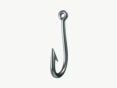 Fishing hook Low-poly 3D model order
