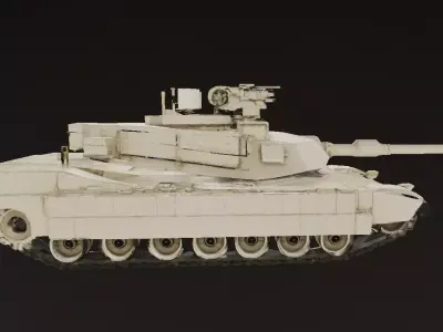 Desert White Battle Tank 3D Model Low-poly 3D model