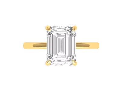 Emerald Solitaire Ring 3D print model 7