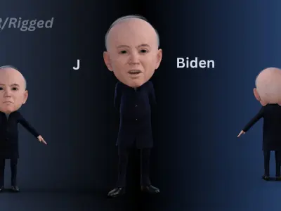 Joe Biden Bubble head Rigged Low-poly 3D model