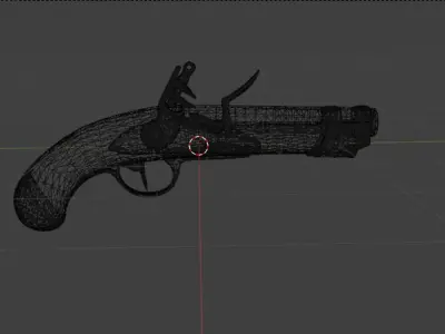 Gold pistol Low-poly 3D model
