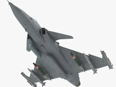 Fighter Aircraft Saab JAS 39 Gripen Rigged 