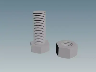 Screw with Nut M12X1-5 Free 3D model