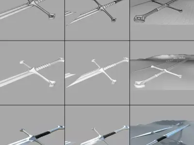 Anduril Narsil Low-poly 3D model