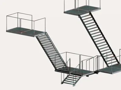 Modular multi-platform stairs 3D model