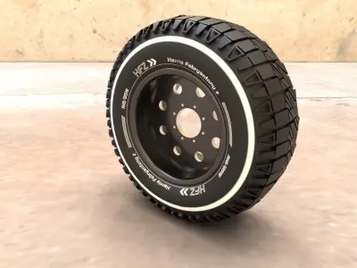 LSMW-0119 Military Truck Wheel Low-poly 3D model