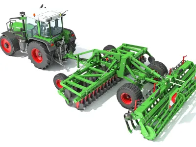 Tractor with Disc Harrow 3D model get