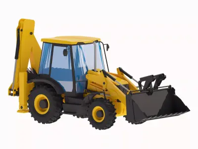 Loader Backhoe Wheeled 3CX Low-poly 3D model