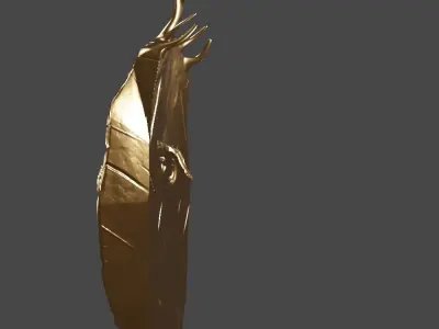 Deer horned warrior shield Low-poly 3D model