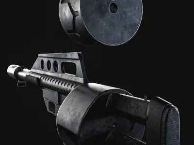 Jackhammer shotgun Low-poly 3D model