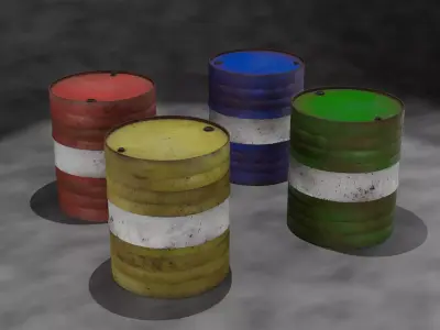 Set of worn barrels Low-poly 3D model