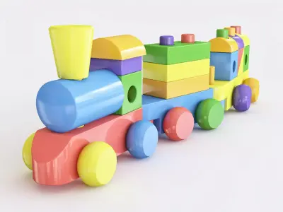 Wooden toy train color 04 3D model