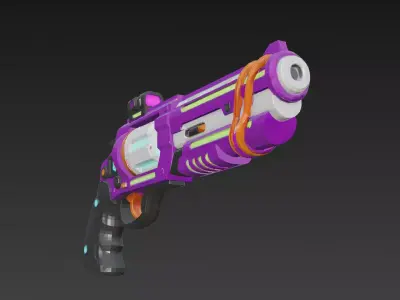 Cartoon Cyber Purple Revolver 3D Model PBR Low-poly 3D model