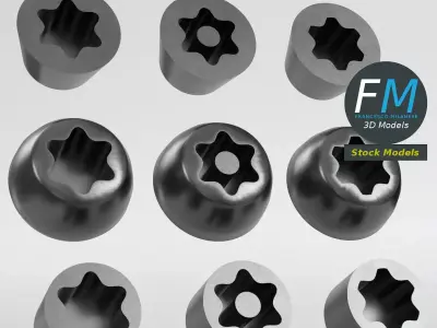 6-point star drive screw collection 3D model