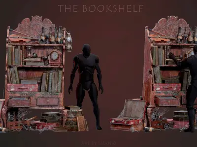 Bookshelf  Low-poly 3D model