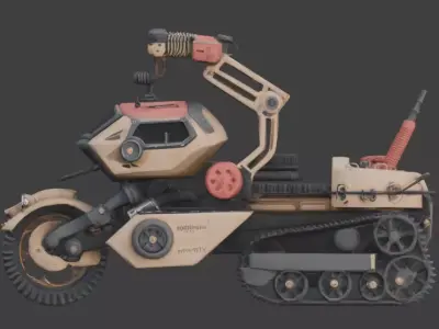 Realistic Hard Sci-Fi Half-Track Recon Motorcycle Low-poly 3D model