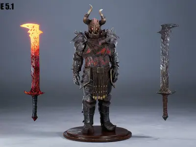 Chaos Knight Game Ready Character Low-poly 3D model