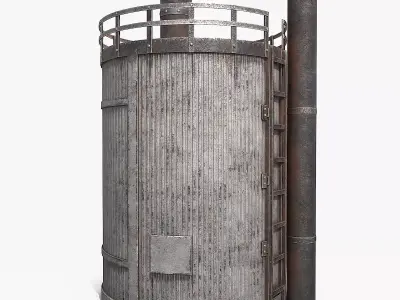 Rusty Industrial Tank v2 Low-poly 3D model