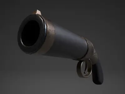 Game-ready stylized handgun Low-poly 3D model