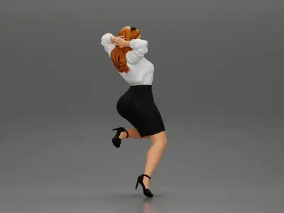 Sexy Secretary posing With Kneeling On An Office Chair 3D print model