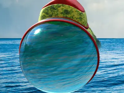 Yellow Submarine Cartoon Low-poly 3D model